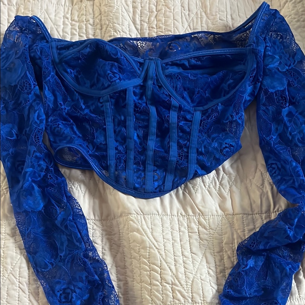 Blue Lace Corset Top